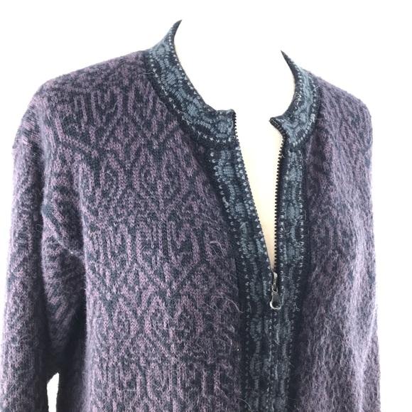 Alpaca Nature Purple Alpaca Wool Fully Lined Front Zip Sweater Jacket Size L - Picture 4 of 16